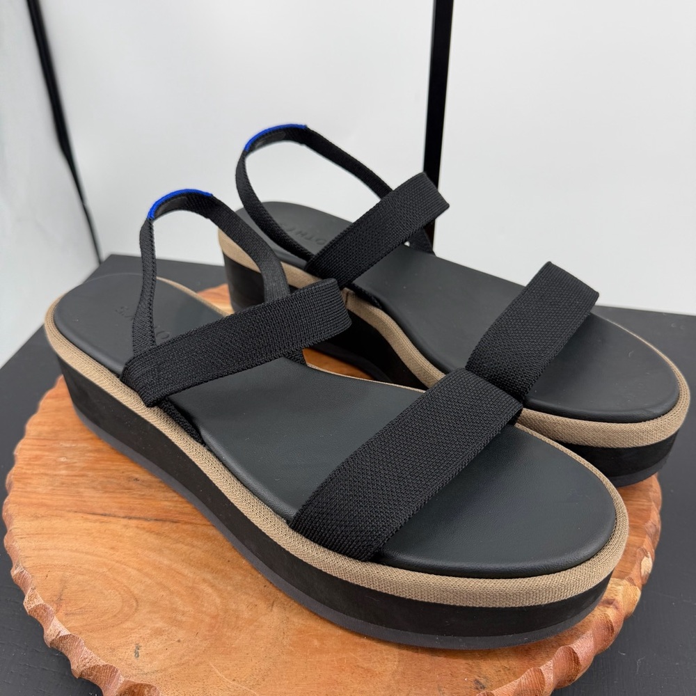 Rothy's Black and Tan Platform Sandals - Picture 3 of 8